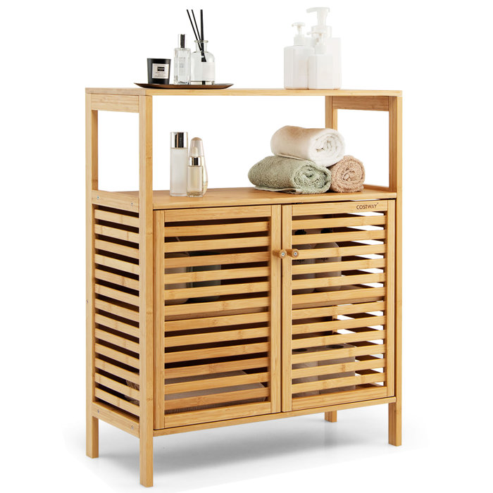 Ebern Designs Solid Wood Freestanding Bathroom Cabinet | Wayfair